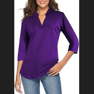 NEW CEASIKERY Women's 3/4 Sleeve V Neck Tops Casual Tunic Blouse Loose Shirt